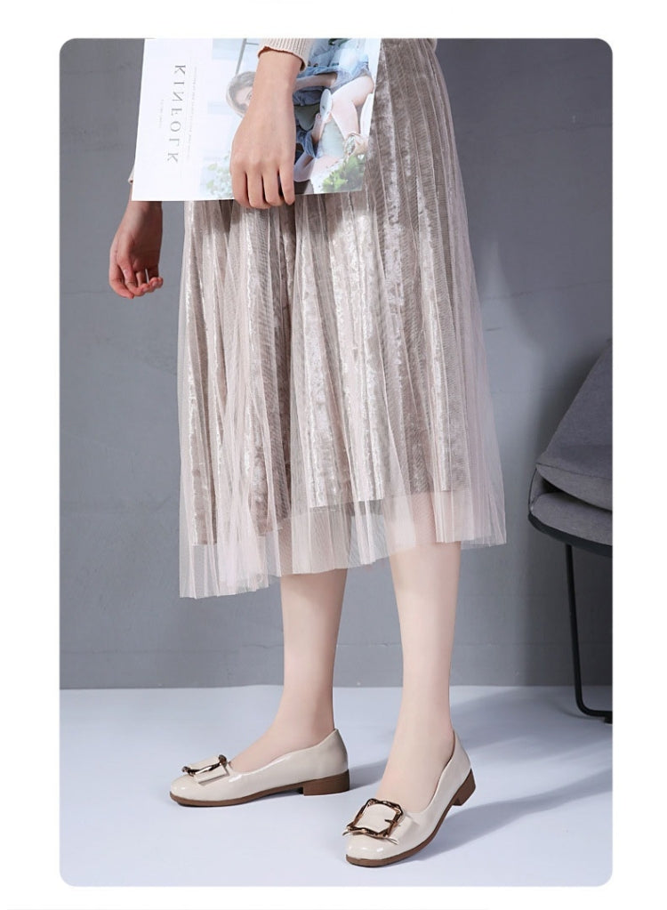 Versatile Comfortable Metal Buckle Shallow Mouth PU Casual Shoes for Women