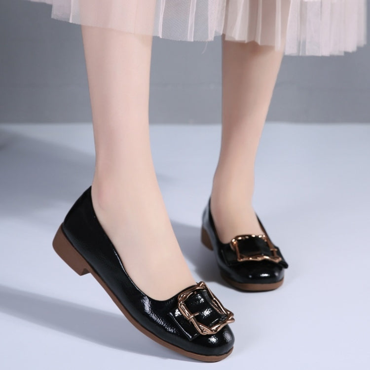 Versatile Comfortable Metal Buckle Shallow Mouth PU Casual Shoes for Women