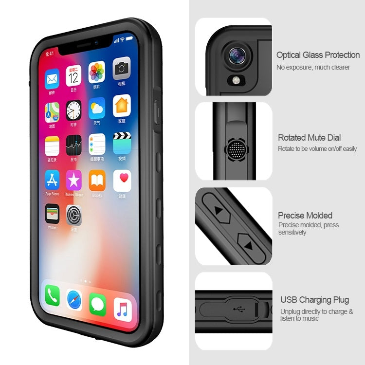 For iPhone XR 2m Waterproof Snowproof 2m Shockproof Dustproof PC+Silicone Case