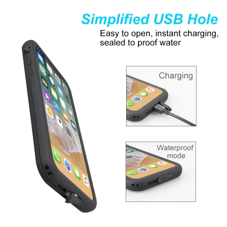 For iPhone X / XS Shellbox Pro 2m Waterproof 2m Shockproof Dustproof PC Case with Holder (Black)