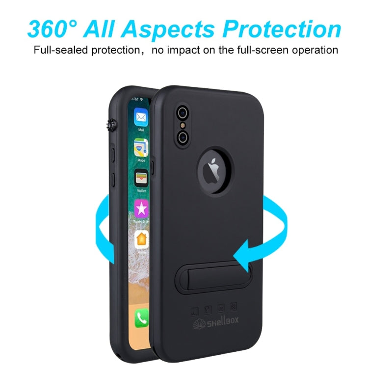 For iPhone X / XS Shellbox Pro 2m Waterproof 2m Shockproof Dustproof PC Case with Holder (Black)