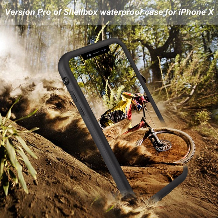 For iPhone X / XS Shellbox Pro 2m Waterproof 2m Shockproof Dustproof PC Case with Holder (Black)