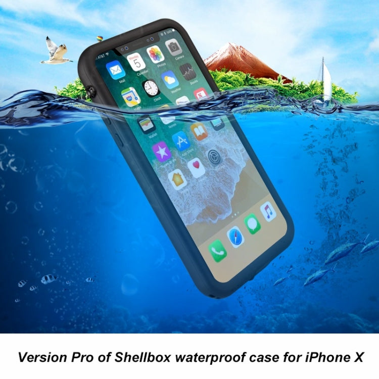 For iPhone X / XS Shellbox Pro 2m Waterproof 2m Shockproof Dustproof PC Case with Holder (Black)