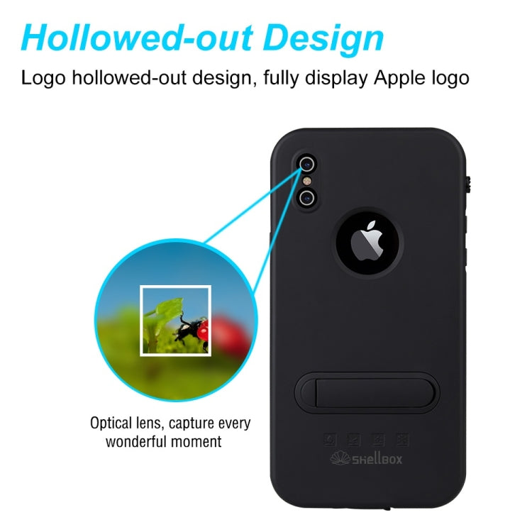 For iPhone X / XS Shellbox Pro 2m Waterproof 2m Shockproof Dustproof PC Case with Holder (Black)