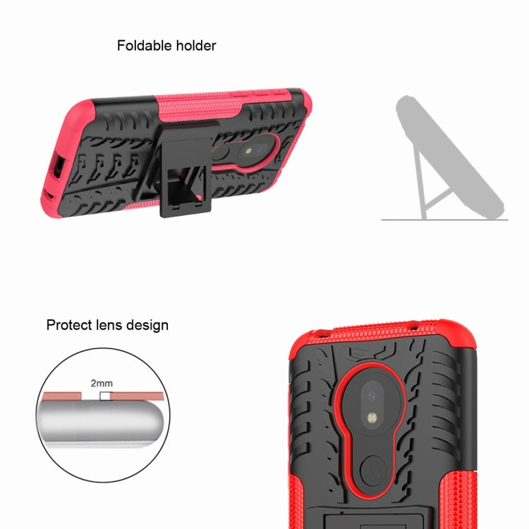 Tire Texture TPU+PC Shockproof Case for Motorola Moto G7 Play, with Holder