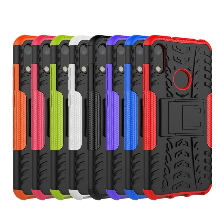 Tire Texture TPU+PC Shockproof Phone Case for Huawei Honor 8A / Y6 2019, with Holder