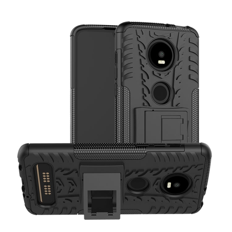 Tire Texture TPU+PC Shockproof Phone Case for Motorola Moto Z4 Play (with Fingerprint Hole), with Holder