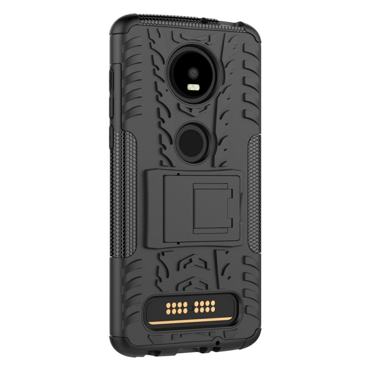 Tire Texture TPU+PC Shockproof Phone Case for Motorola Moto Z4 Play (with Fingerprint Hole), with Holder