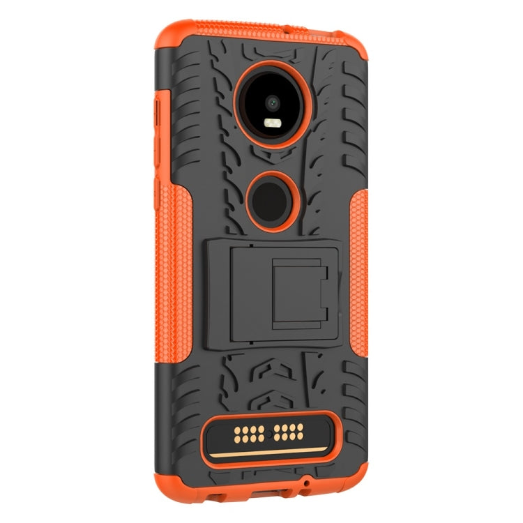 Tire Texture TPU+PC Shockproof Phone Case for Motorola Moto Z4 Play (with Fingerprint Hole), with Holder