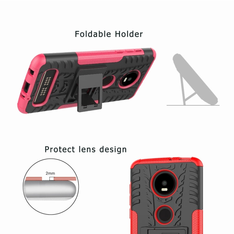 Tire Texture TPU+PC Shockproof Phone Case for Motorola Moto Z4 Play (with Fingerprint Hole), with Holder