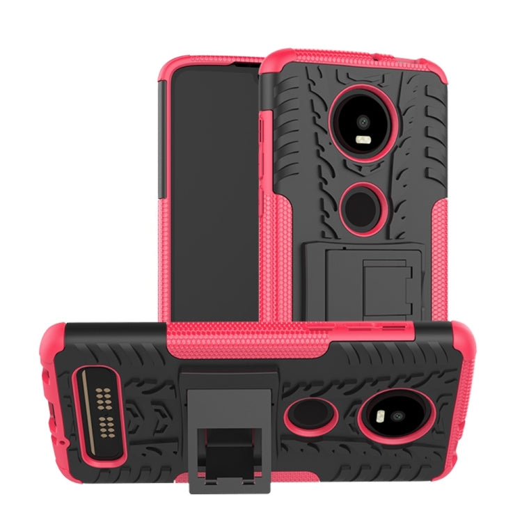 Tire Texture TPU+PC Shockproof Phone Case for Motorola Moto Z4 Play (with Fingerprint Hole), with Holder