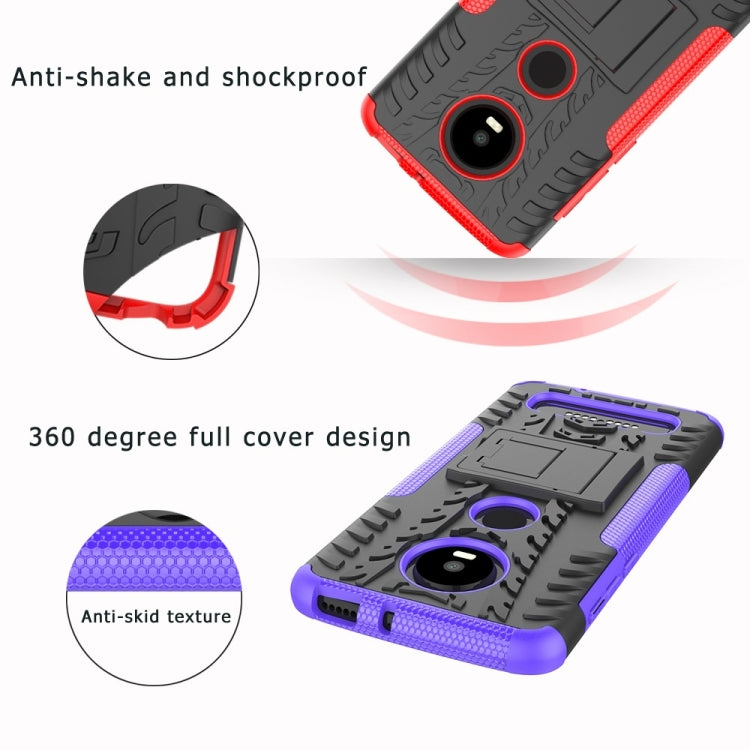 Tire Texture TPU+PC Shockproof Phone Case for Motorola Moto Z4 Play (with Fingerprint Hole), with Holder