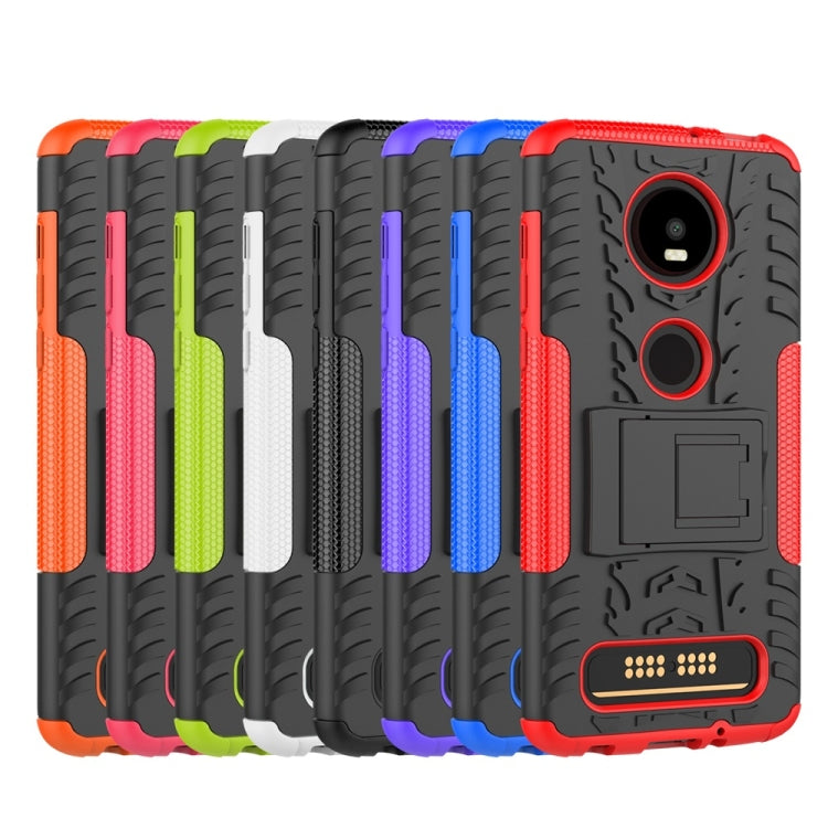 Tire Texture TPU+PC Shockproof Phone Case for Motorola Moto Z4 Play (with Fingerprint Hole), with Holder