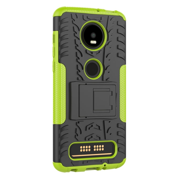 Tire Texture TPU+PC Shockproof Phone Case for Motorola Moto Z4 Play (with Fingerprint Hole), with Holder