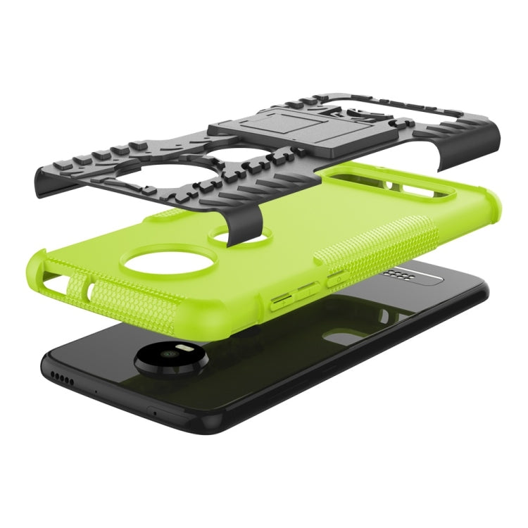 Tire Texture TPU+PC Shockproof Phone Case for Motorola Moto Z4 Play (with Fingerprint Hole), with Holder