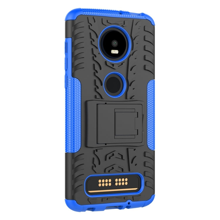 Tire Texture TPU+PC Shockproof Phone Case for Motorola Moto Z4 Play (with Fingerprint Hole), with Holder