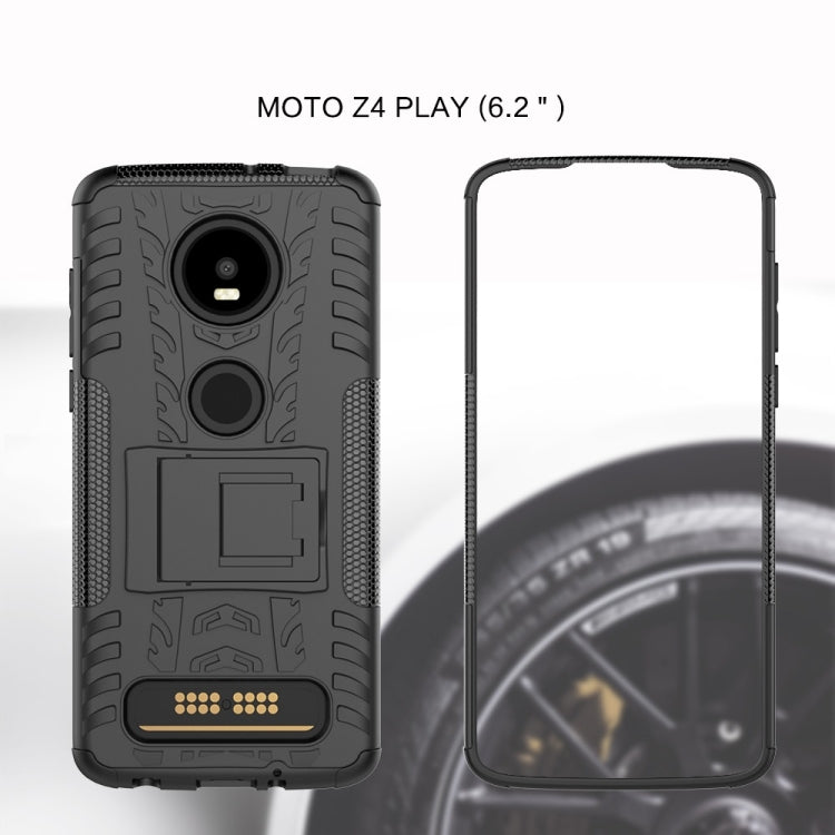 Tire Texture TPU+PC Shockproof Phone Case for Motorola Moto Z4 Play (with Fingerprint Hole), with Holder