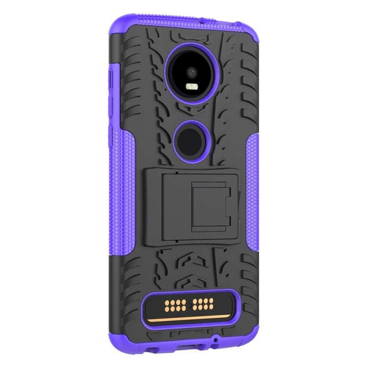 Tire Texture TPU+PC Shockproof Phone Case for Motorola Moto Z4 Play (with Fingerprint Hole), with Holder