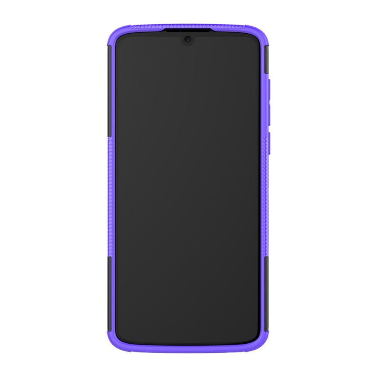 Tire Texture TPU+PC Shockproof Phone Case for Motorola Moto Z4 Play (with Fingerprint Hole), with Holder