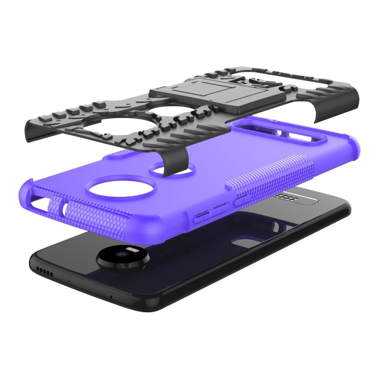 Tire Texture TPU+PC Shockproof Phone Case for Motorola Moto Z4 Play (with Fingerprint Hole), with Holder