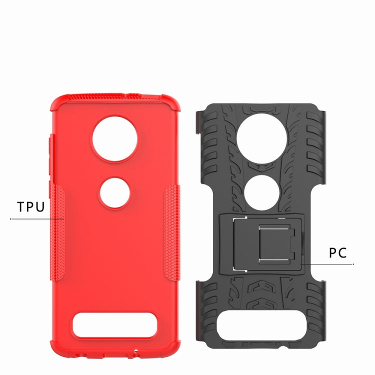 Tire Texture TPU+PC Shockproof Phone Case for Motorola Moto Z4 Play (with Fingerprint Hole), with Holder