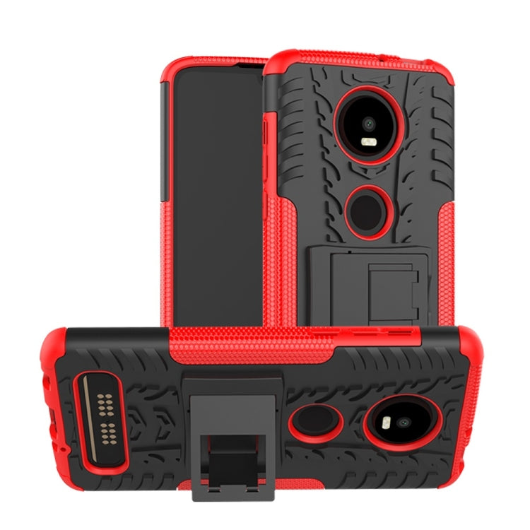 Tire Texture TPU+PC Shockproof Phone Case for Motorola Moto Z4 Play (with Fingerprint Hole), with Holder