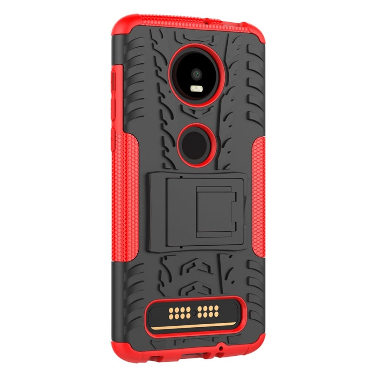 Tire Texture TPU+PC Shockproof Phone Case for Motorola Moto Z4 Play (with Fingerprint Hole), with Holder