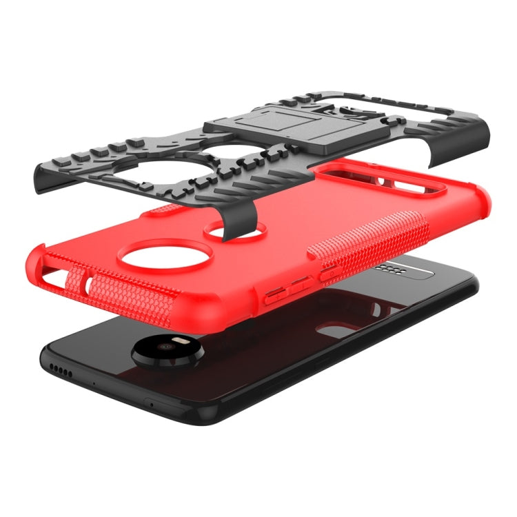 Tire Texture TPU+PC Shockproof Phone Case for Motorola Moto Z4 Play (with Fingerprint Hole), with Holder