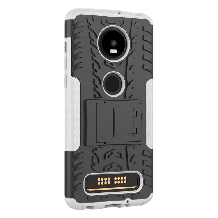 Tire Texture TPU+PC Shockproof Phone Case for Motorola Moto Z4 Play (with Fingerprint Hole), with Holder