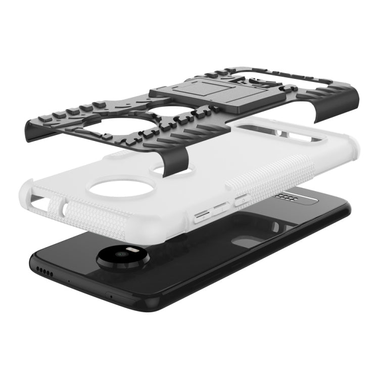 Tire Texture TPU+PC Shockproof Phone Case for Motorola Moto Z4 Play (with Fingerprint Hole), with Holder
