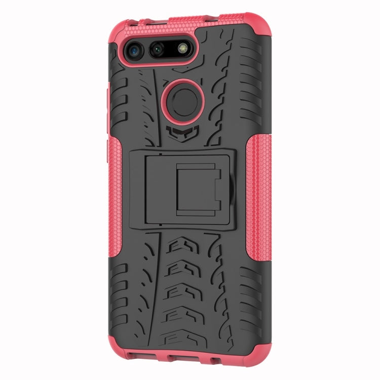 Tire Texture TPU+PC Shockproof Phone Case for Huawei Honor V20, with Holder