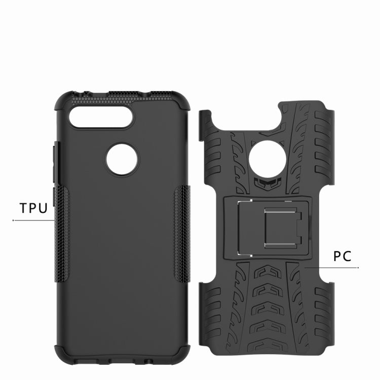 Tire Texture TPU+PC Shockproof Phone Case for Huawei Honor V20, with Holder