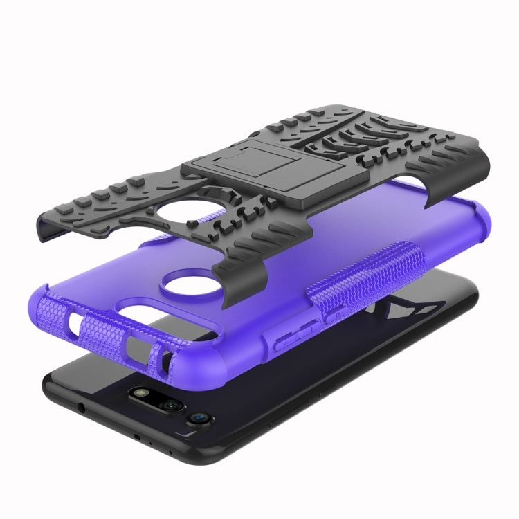 Tire Texture TPU+PC Shockproof Phone Case for Huawei Honor V20, with Holder