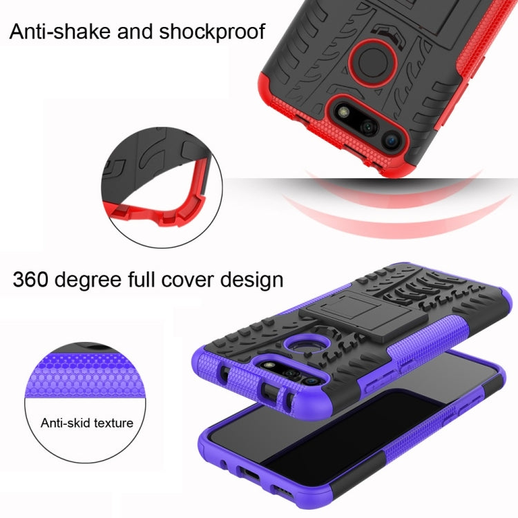 Tire Texture TPU+PC Shockproof Phone Case for Huawei Honor V20, with Holder