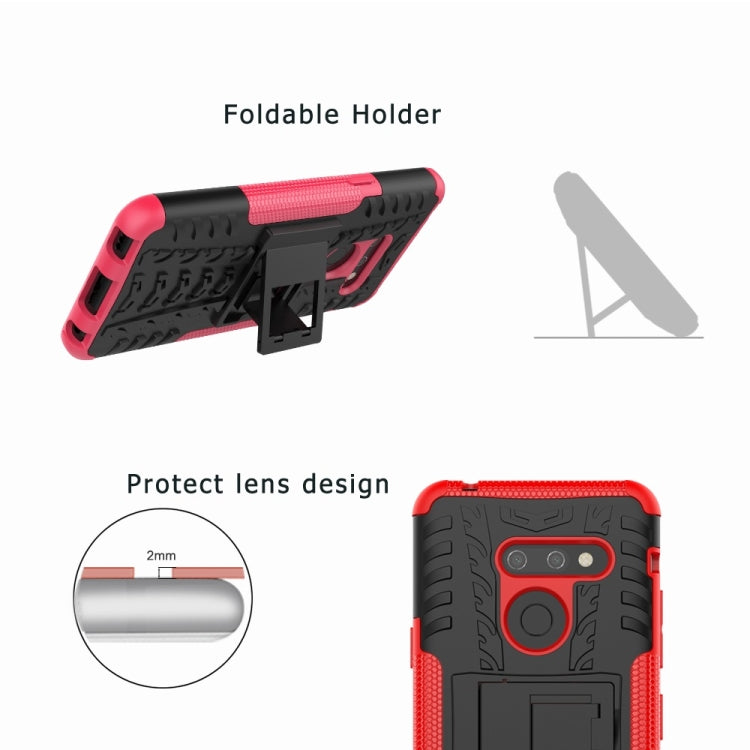 Tire Texture TPU+PC Shockproof Phone Case for LG G8 ThinQ, with Holder