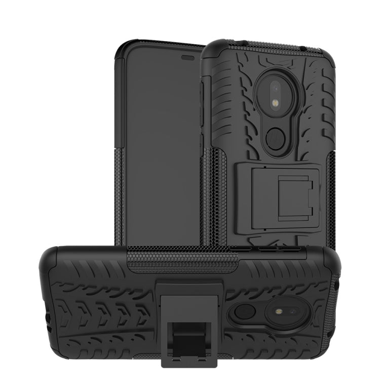 Tire Texture TPU+PC Shockproof Phone Case for Motorola Moto G7 Power, with Holder