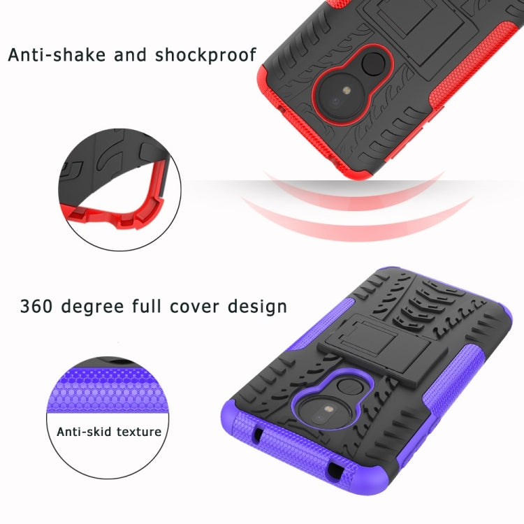 Tire Texture TPU+PC Shockproof Phone Case for Motorola Moto G7 Power, with Holder