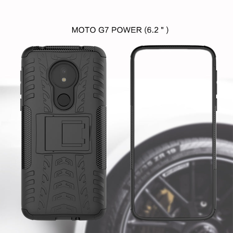 Tire Texture TPU+PC Shockproof Phone Case for Motorola Moto G7 Power, with Holder