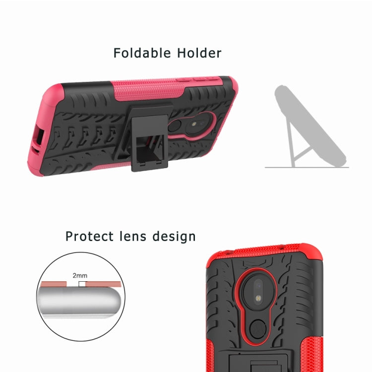 Tire Texture TPU+PC Shockproof Phone Case for Motorola Moto G7 Power, with Holder