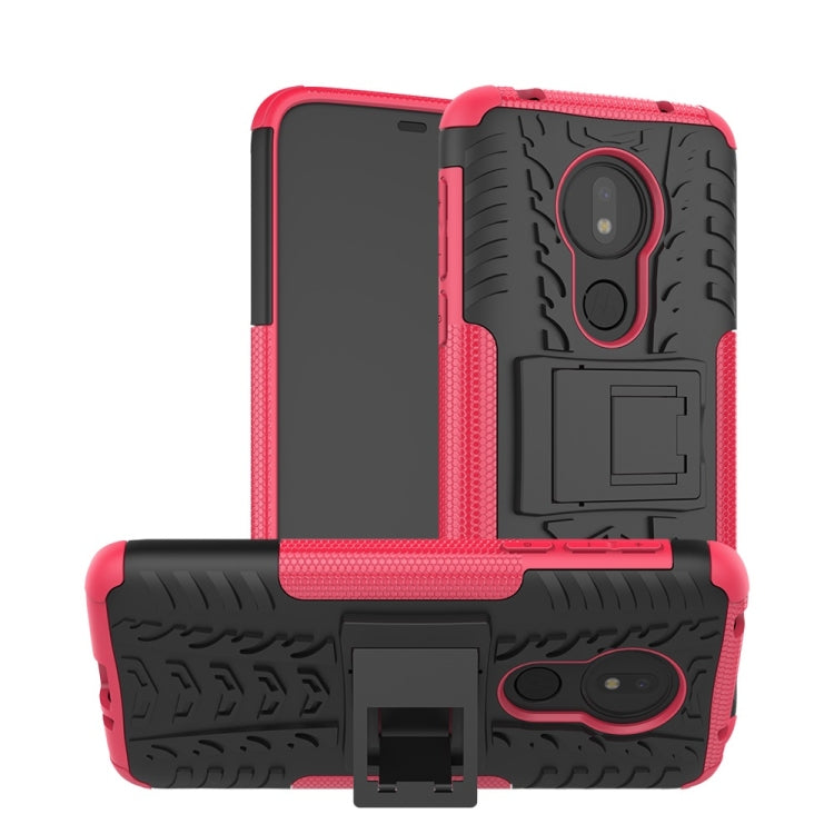 Tire Texture TPU+PC Shockproof Phone Case for Motorola Moto G7 Power, with Holder