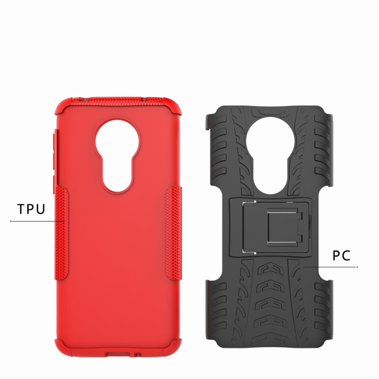 Tire Texture TPU+PC Shockproof Phone Case for Motorola Moto G7 Power, with Holder