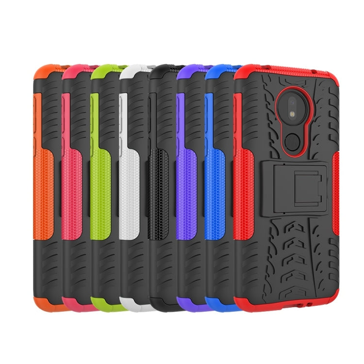Tire Texture TPU+PC Shockproof Phone Case for Motorola Moto G7 Power, with Holder