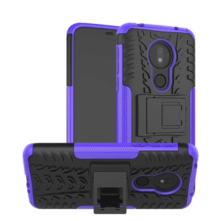 Tire Texture TPU+PC Shockproof Phone Case for Motorola Moto G7 Power, with Holder