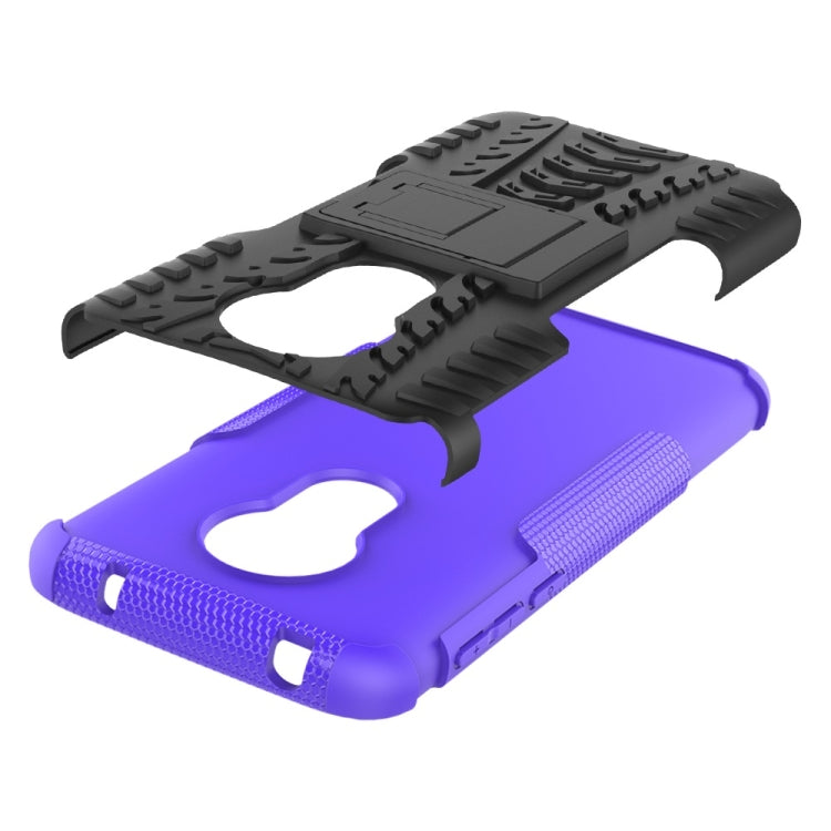 Tire Texture TPU+PC Shockproof Phone Case for Motorola Moto G7 Power, with Holder