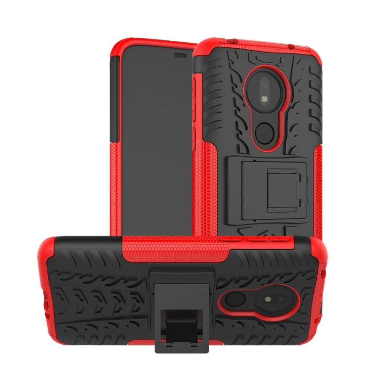 Tire Texture TPU+PC Shockproof Phone Case for Motorola Moto G7 Power, with Holder