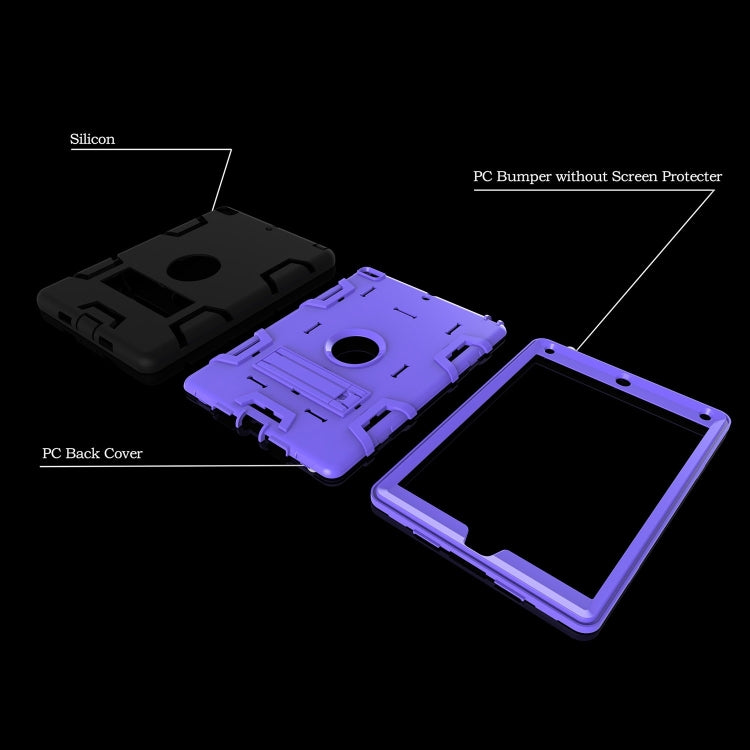 Contrast Color Silicone + PC Shockproof Case for iPad 9.7 inch (2018/2017), with Holder