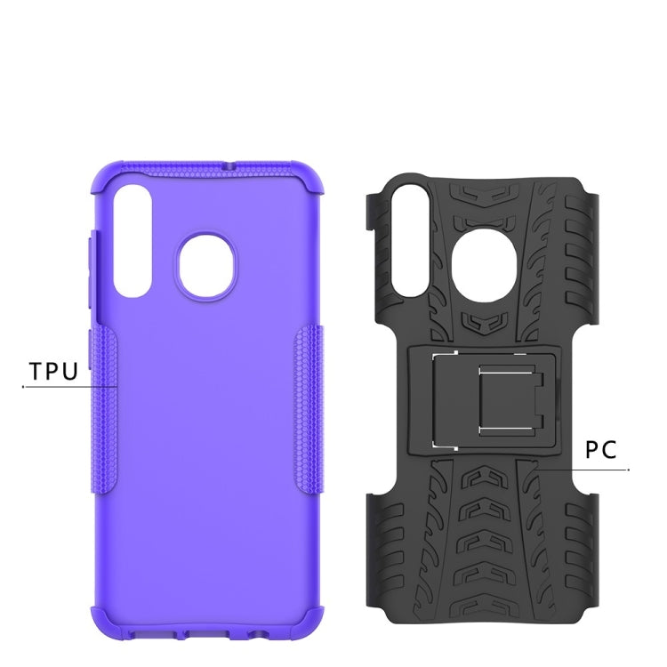Tire Texture TPU+PC Shockproof Phone Case for Galaxy A50 / A20 / A30, with Holder