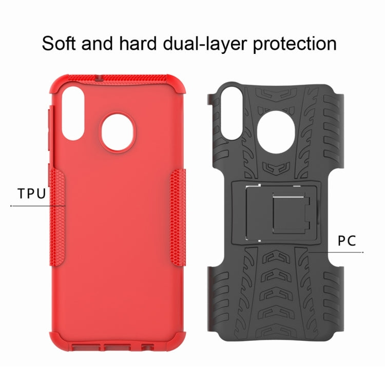 Tire Texture TPU+PC Shockproof Case for Galaxy M20, with Holder