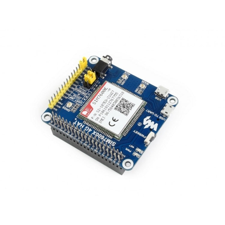Waveshare 4G / 3G / 2G / GSM / GPRS / GNSS HAT for Raspberry Pi, LTE CAT4, for Southeast Asia, West Asia, Europe, Africa