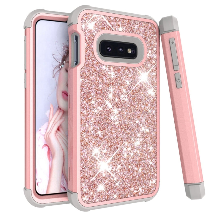 Glitter Contrast Color Silicone + PC Shockproof Case for Galaxy S10e